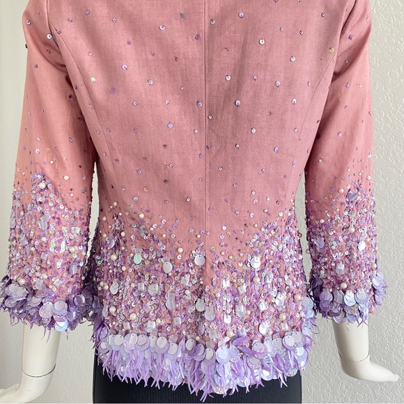 Vintage Anna Molinari Blumarine sequin embellished lavender pink jacket - Picture 11 of 16